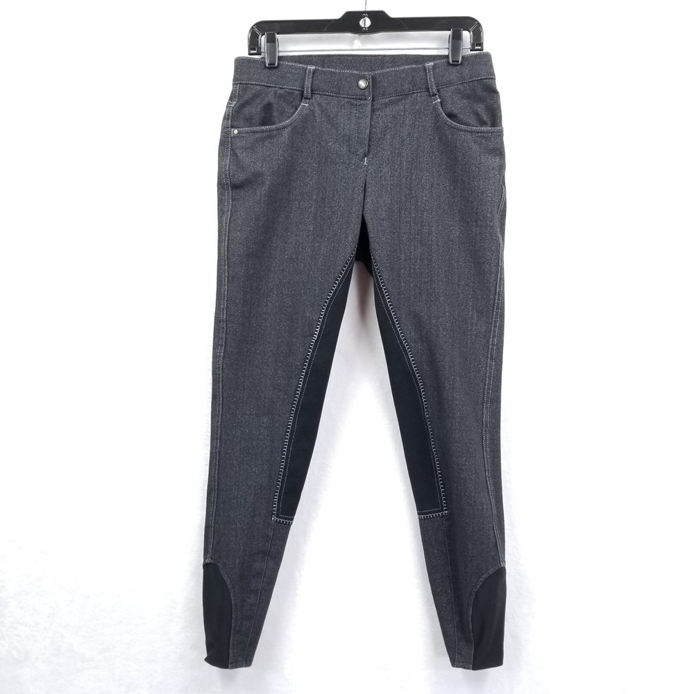 Ovation Riding Pants Women 30 R Gray Softflex Suede Full‎ Seat Breech Equestrian